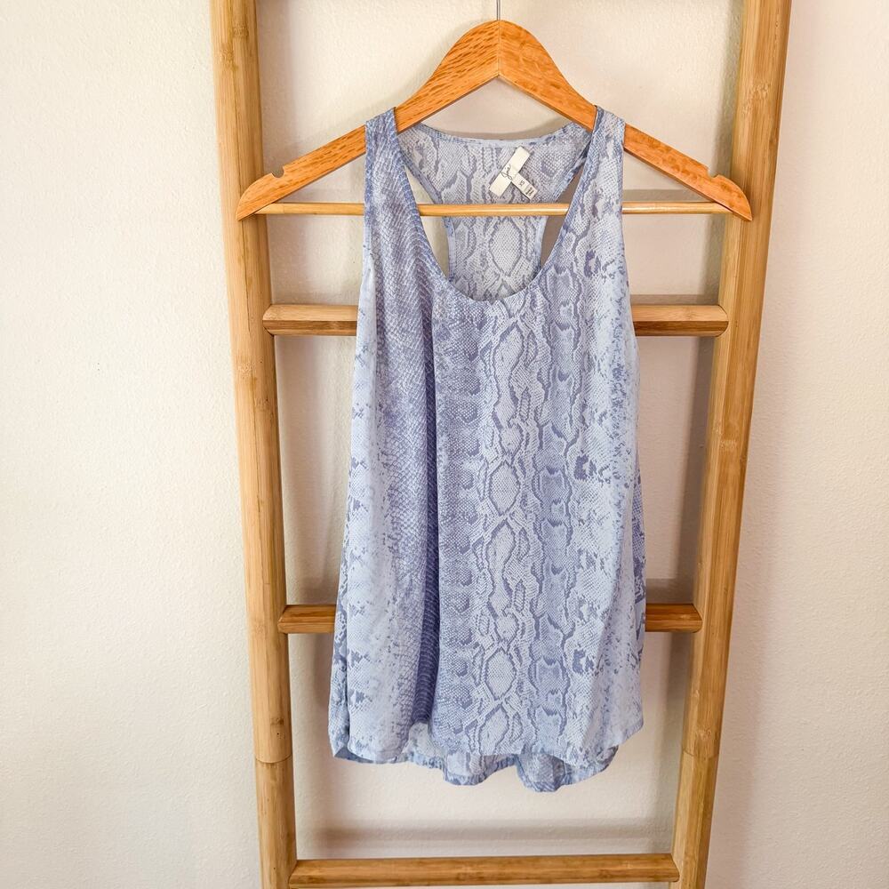 Joie 100% Silk Blue Snakeskin Print Racerback Tank Top Women’s Size XS